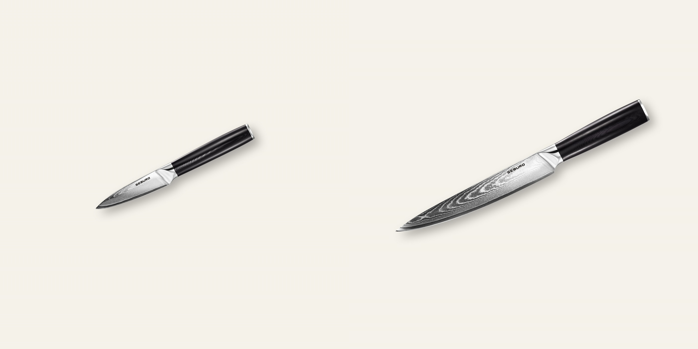AKCE 1+1 Nůž na ovoce a zeleninu Seburo SARADA Damascus 95mm + Plátkovací nůž Seburo SARADA Damascus 200mm