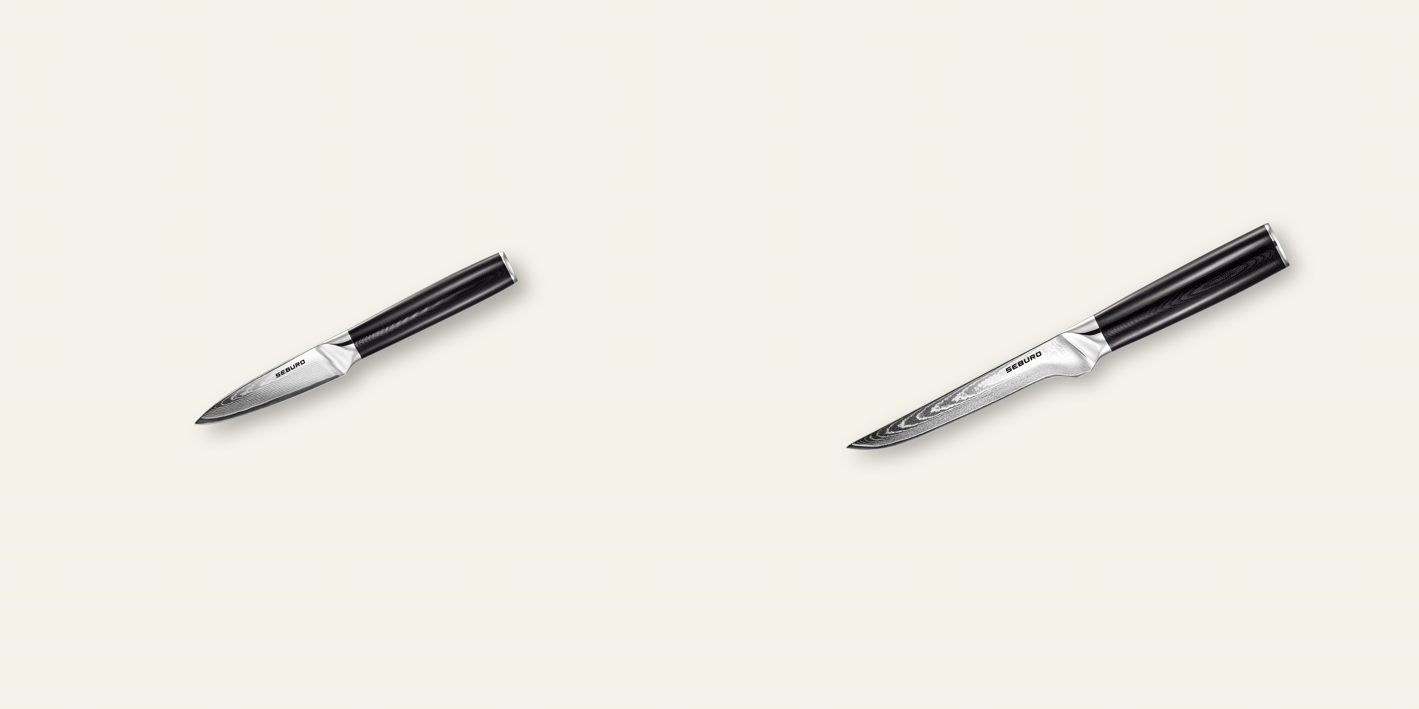 AKCE 1+1 Nůž na ovoce a zeleninu Seburo SARADA Damascus 95mm + Vykosťovací nůž Seburo SARADA Damascus 150mm