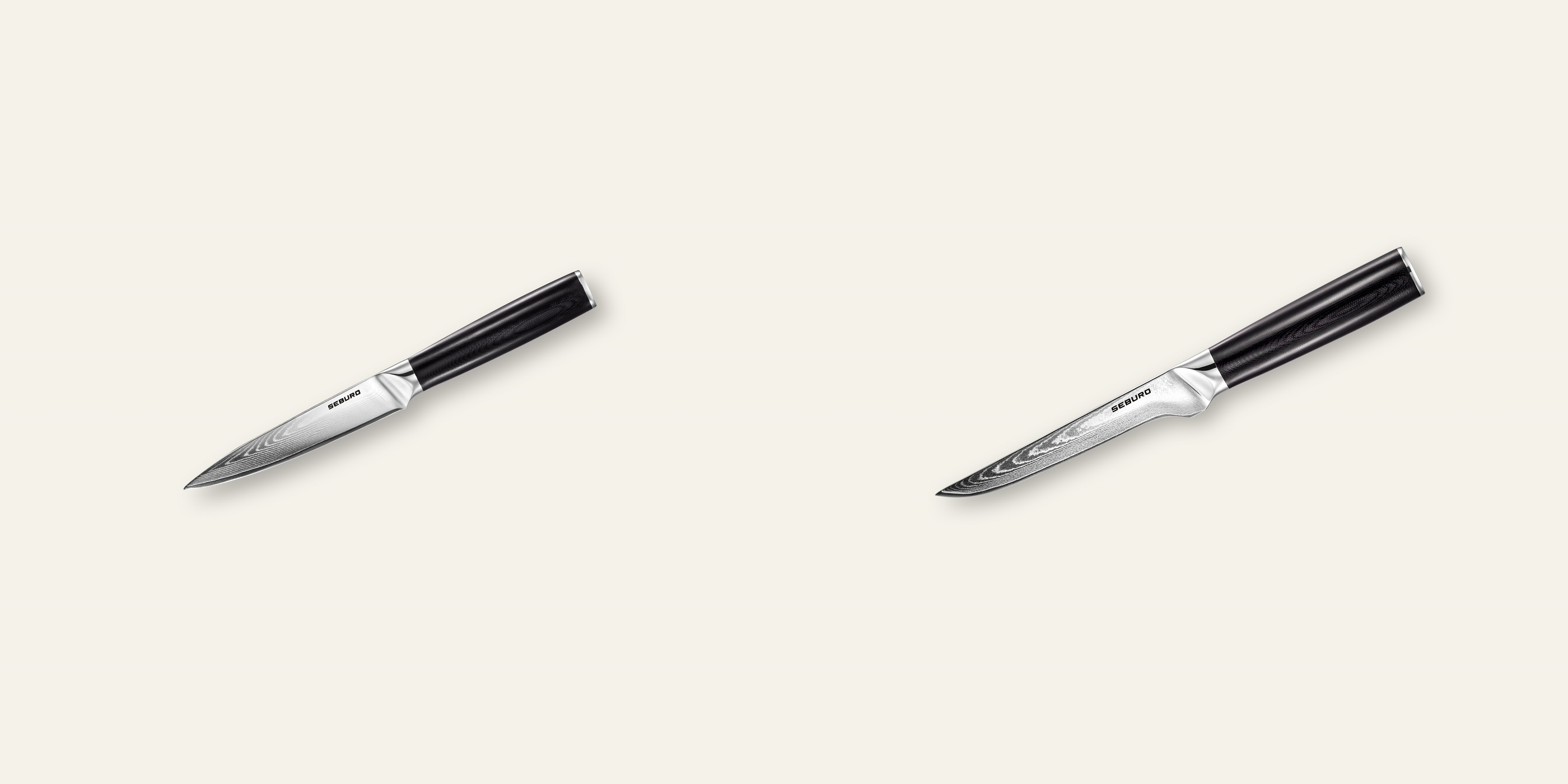AKCE 1+1 Kuchyňský univerzální nůž Seburo SARADA Damascus 130mm + Vykosťovací nůž Seburo SARADA Damascus 150mm