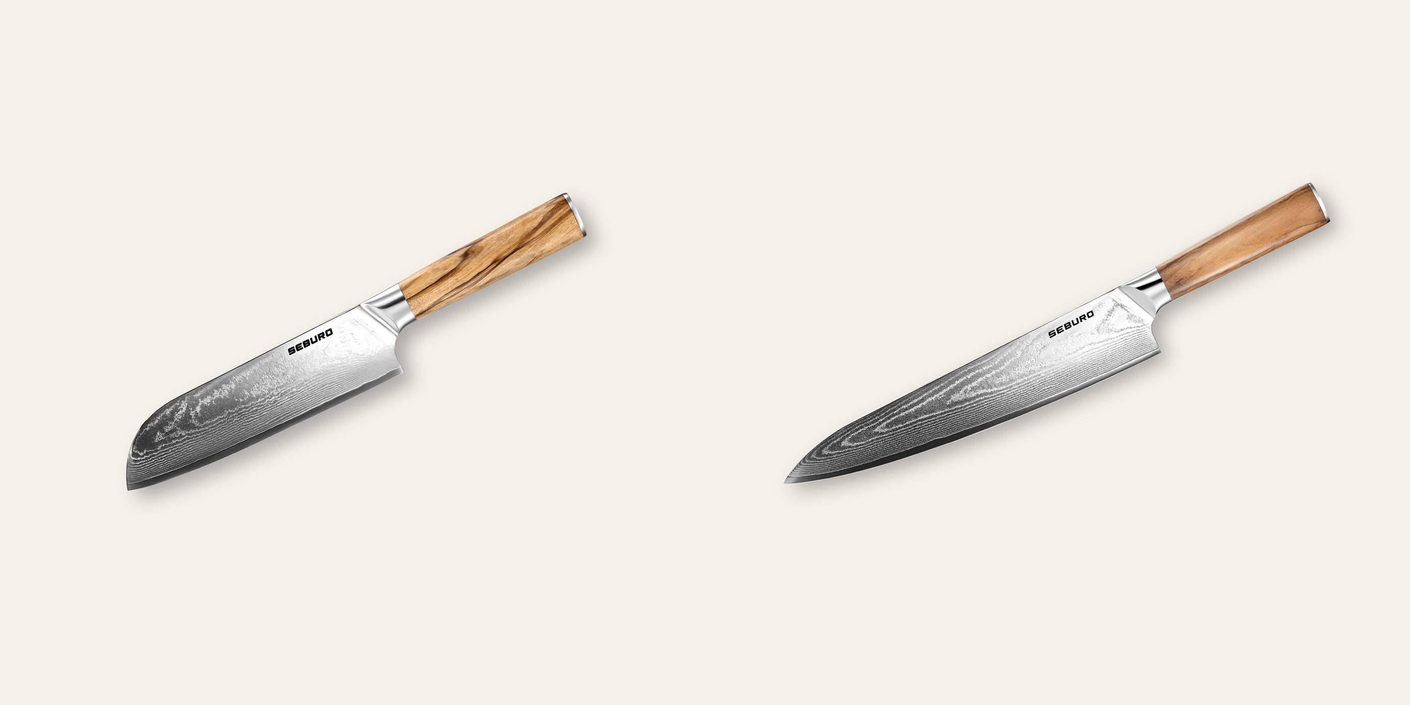 AKCE 1+1 Santoku nůž Seburo HOKORI Damascus 175mm + Šéfkuchařský nůž Seburo HOKORI Damascus 250mm
