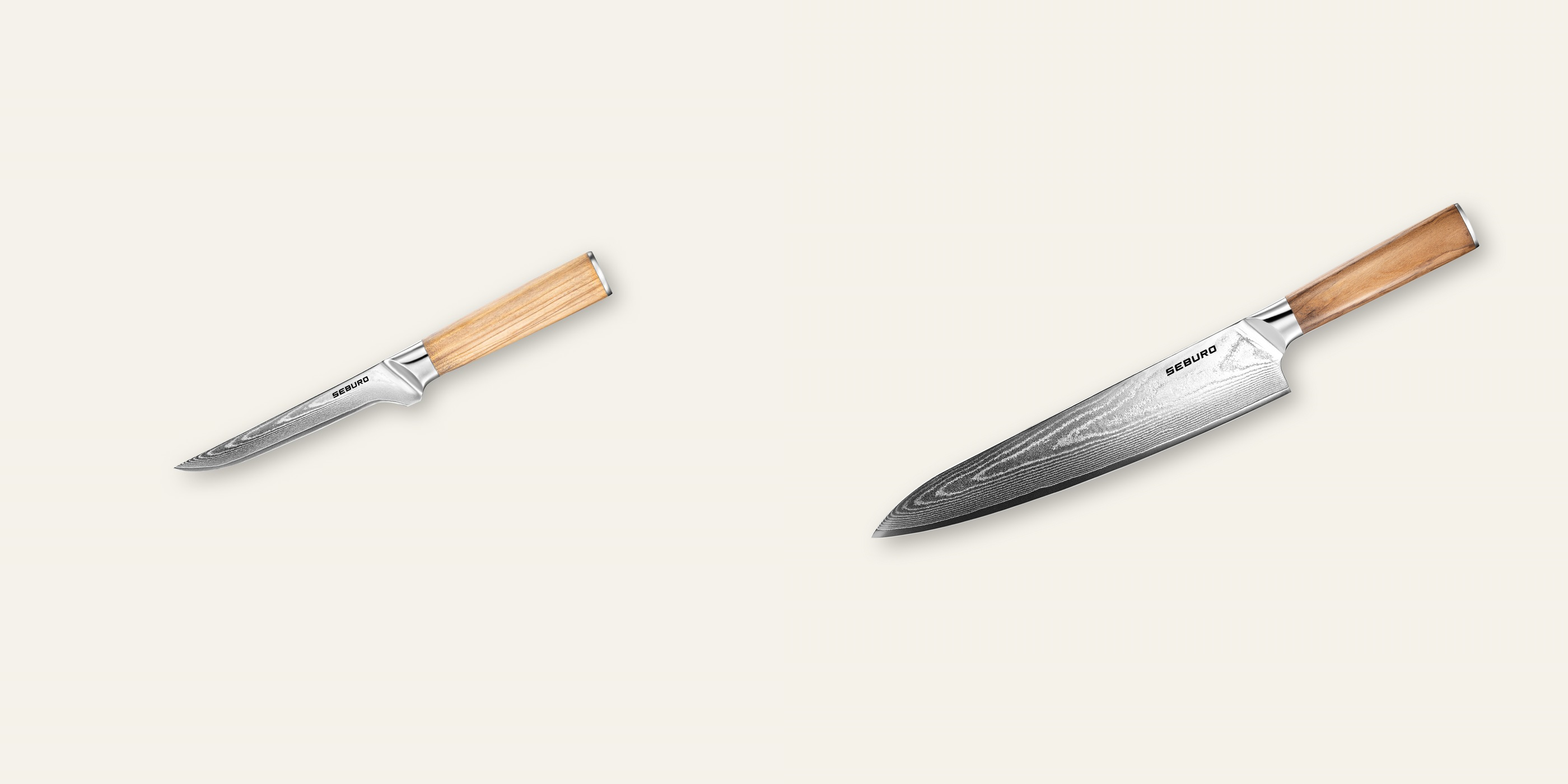 AKCE 1+1 Vykosťovací nůž Seburo HOKORI Damascus 150mm + Šéfkuchařský nůž Seburo HOKORI Damascus 250mm
