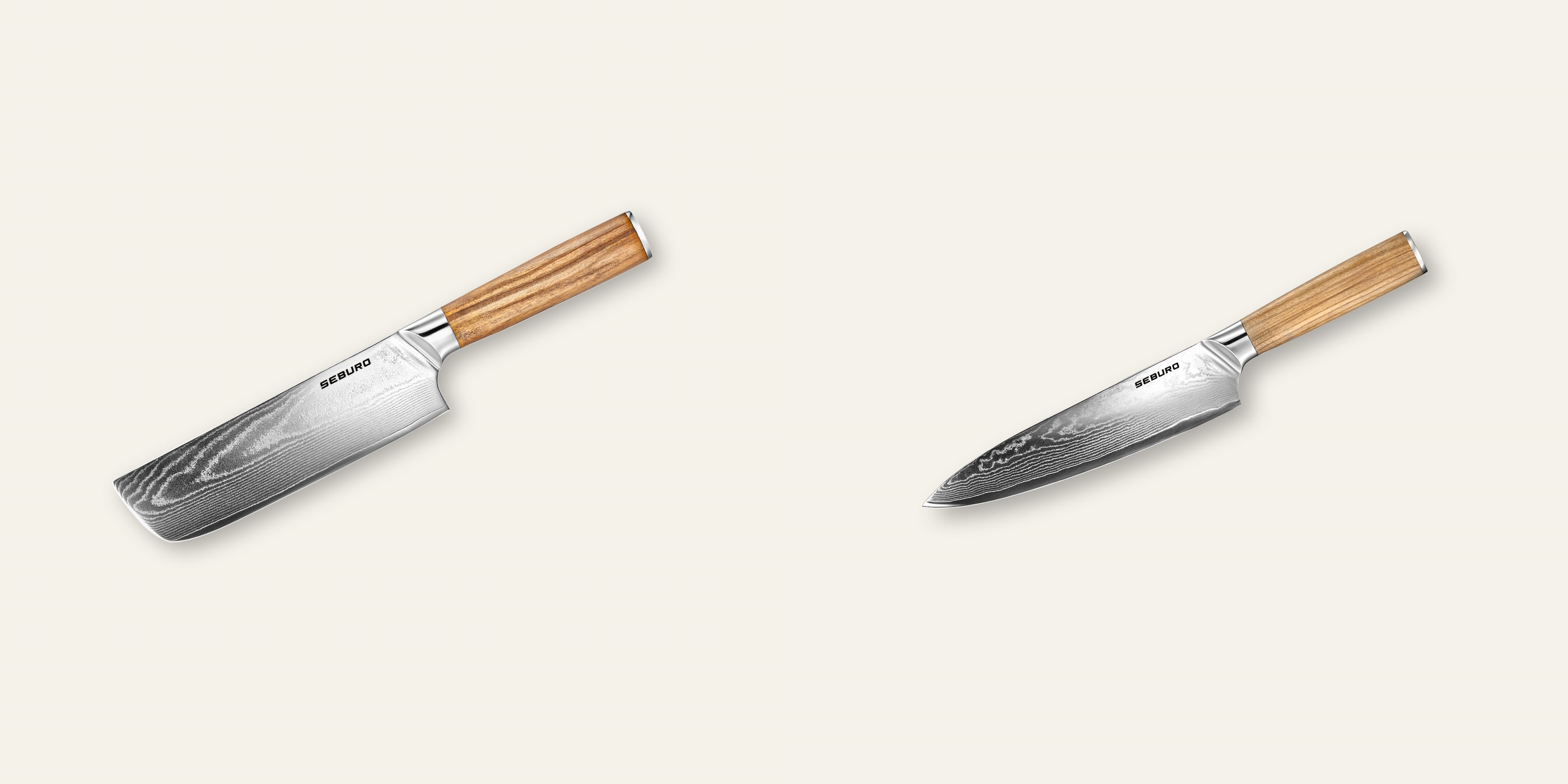 AKCE 1+1 Nakiri nůž Seburo HOKORI Damascus 170mm + Šéfkuchařský nůž Seburo HOKORI Damascus 200mm