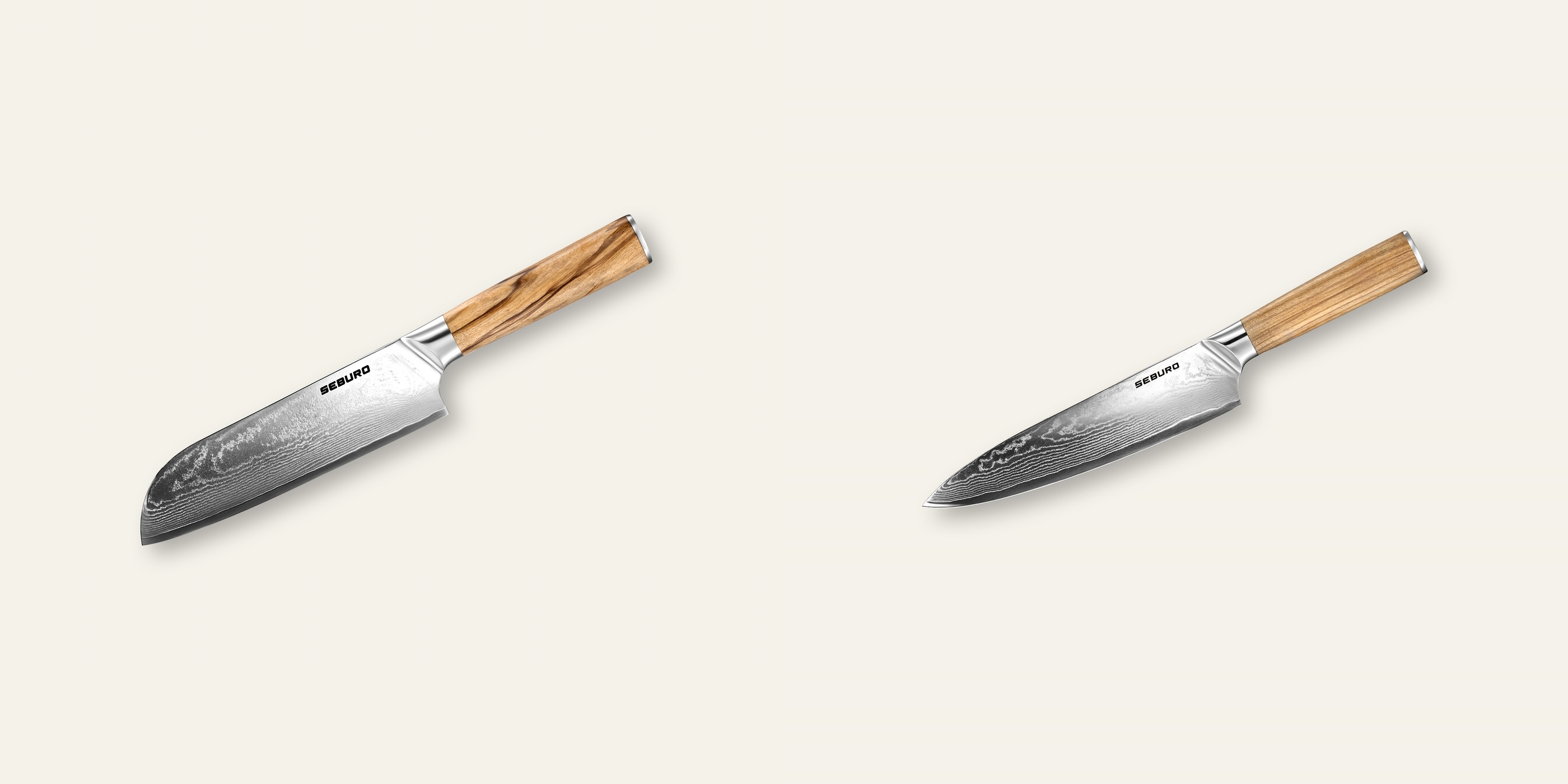 AKCE 1+1 Santoku nůž Seburo HOKORI Damascus 175mm + Šéfkuchařský nůž Seburo HOKORI Damascus 200mm