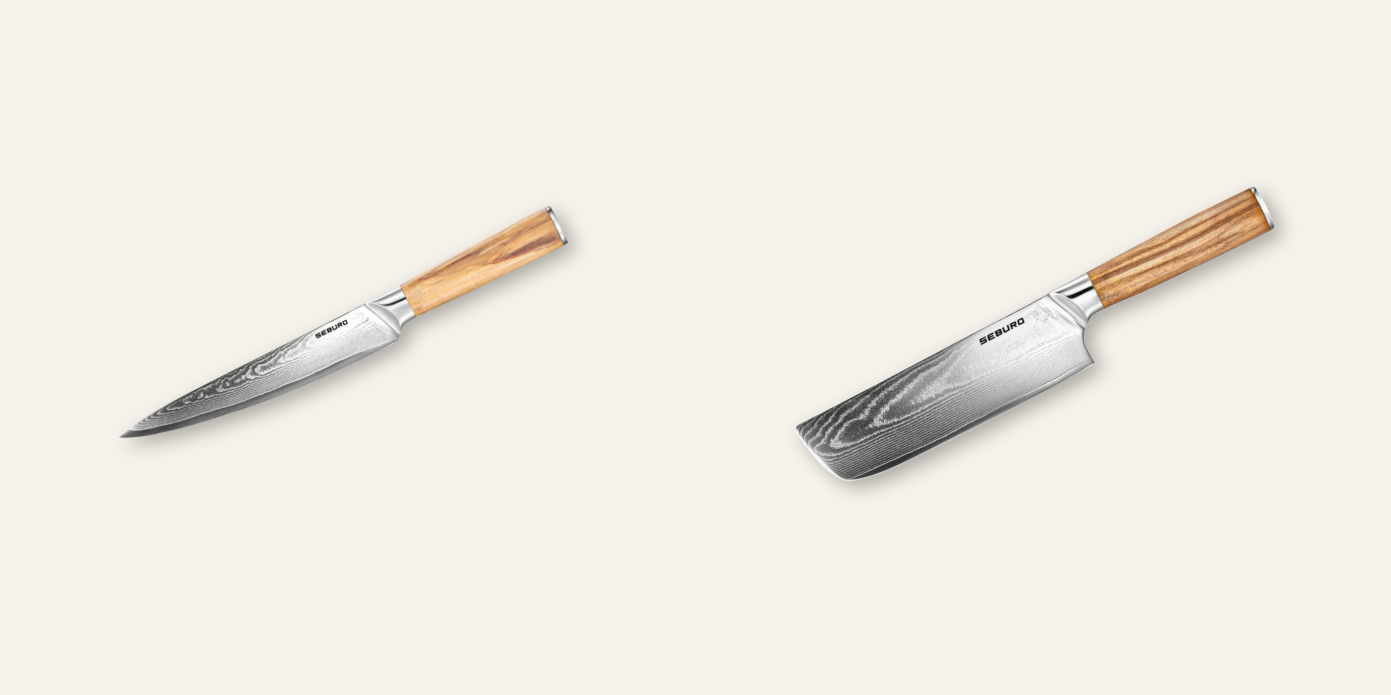 AKCE 1+1 Plátkovací nůž Seburo HOKORI Damascus 200mm + Nakiri nůž Seburo HOKORI Damascus 170mm