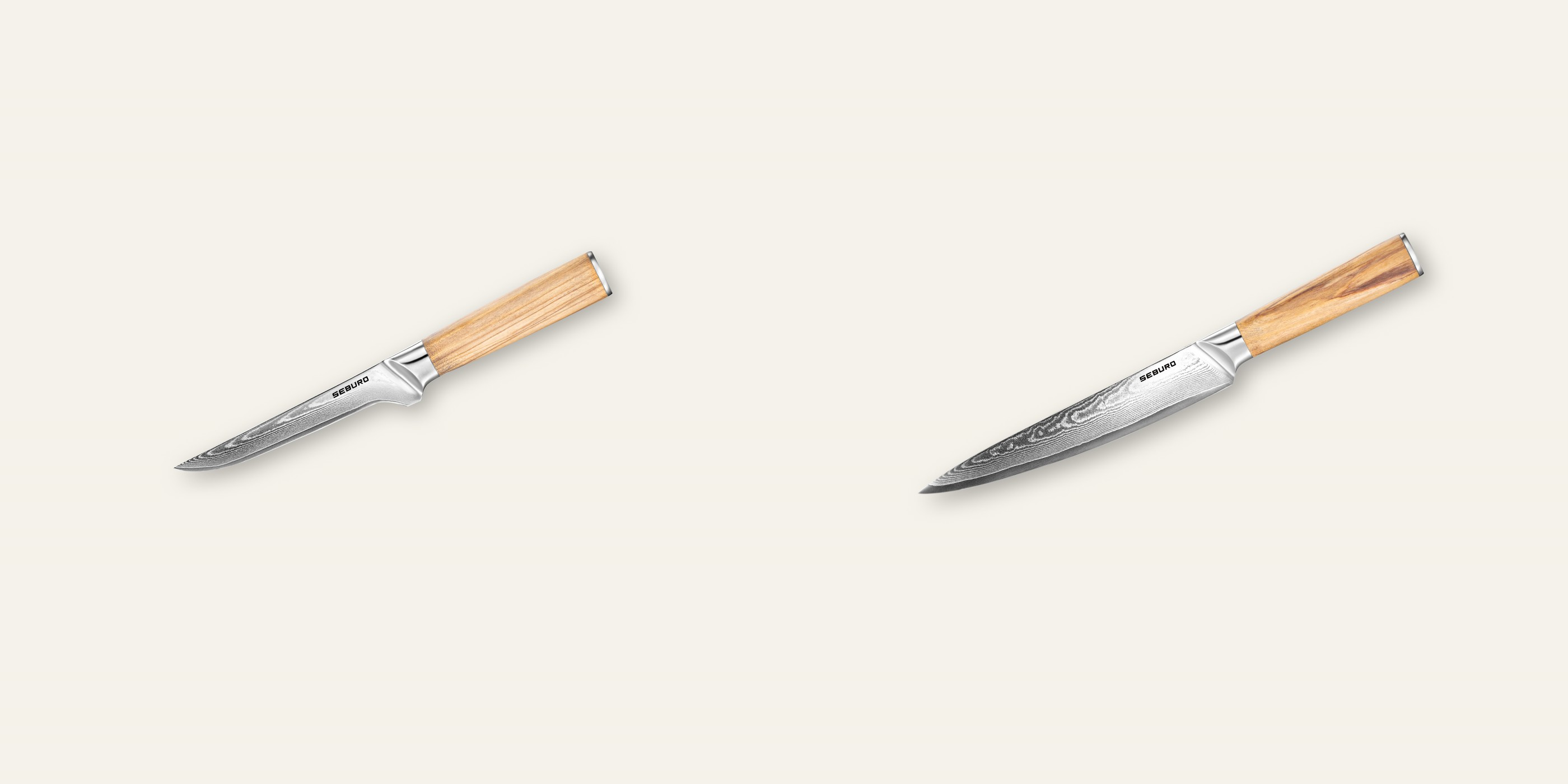 AKCE 1+1 Vykosťovací nůž Seburo HOKORI Damascus 150mm + Plátkovací nůž Seburo HOKORI Damascus 200mm