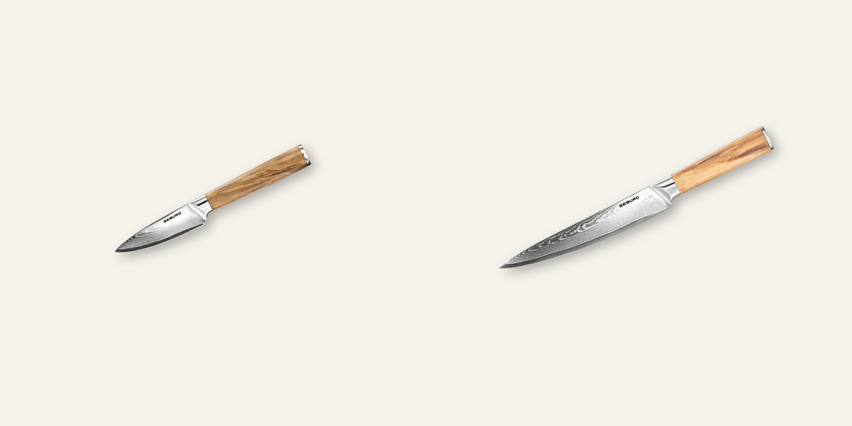 AKCE 1+1 Nůž na ovoce a zeleninu Seburo HOKORI Damascus 90mm + Plátkovací nůž Seburo HOKORI Damascus 200mm