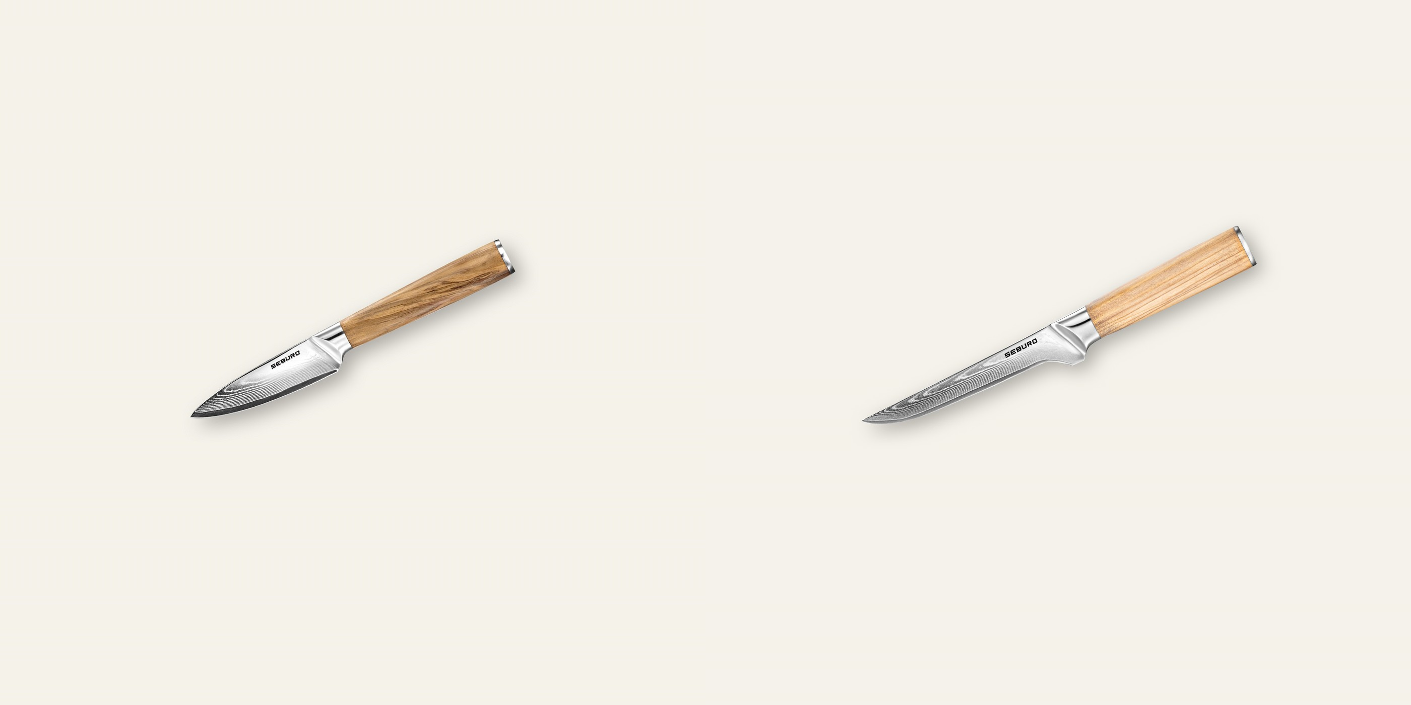 AKCE 1+1 Nůž na ovoce a zeleninu Seburo HOKORI Damascus 90mm + Vykosťovací nůž Seburo HOKORI Damascus 150mm