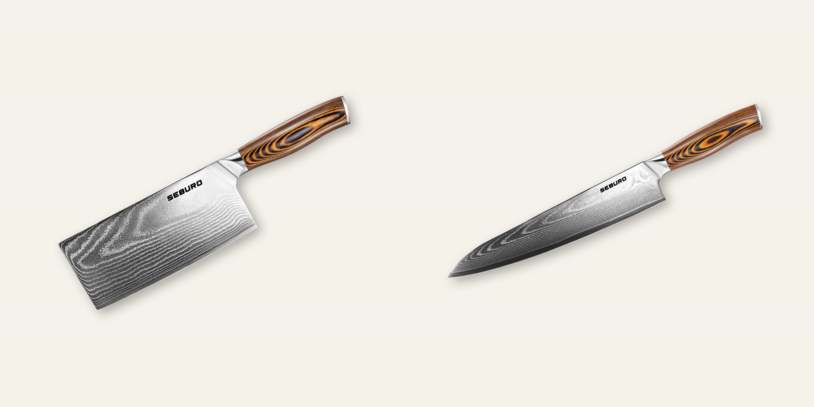 AKCE 1+1 Sekáček Seburo SUBAJA Damascus 180mm + Šéfkuchařský nůž Seburo SUBAJA Damascus 250mm
