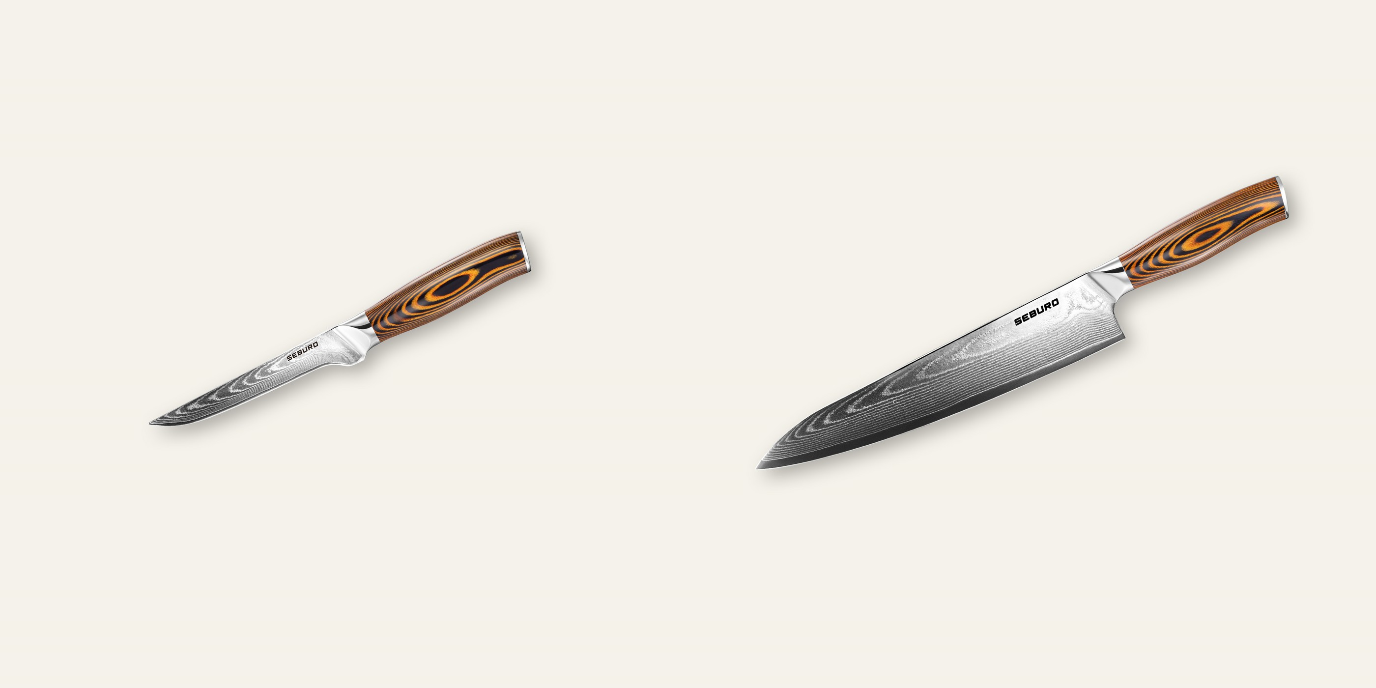 AKCE 1+1 Vykosťovací nůž Seburo SUBAJA Damascus 150mm + Šéfkuchařský nůž Seburo SUBAJA Damascus 250mm