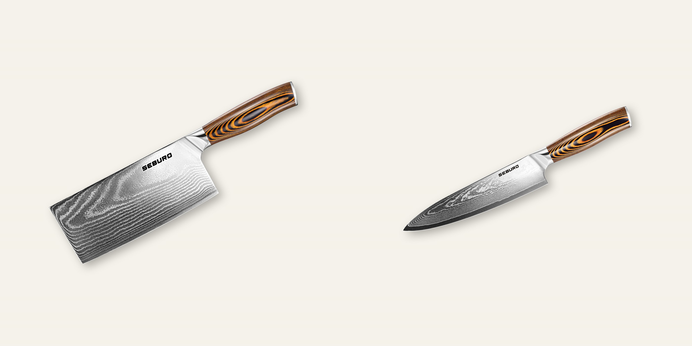AKCE 1+1 Sekáček Seburo SUBAJA Damascus 180mm + Šéfkuchařský nůž Seburo SUBAJA Damascus 200mm