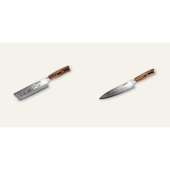 AKCE 1+1 Nakiri nůž Seburo SUBAJA Damascus 175mm + Šéfkuchařský nůž Seburo SUBAJA Damascus 200mm