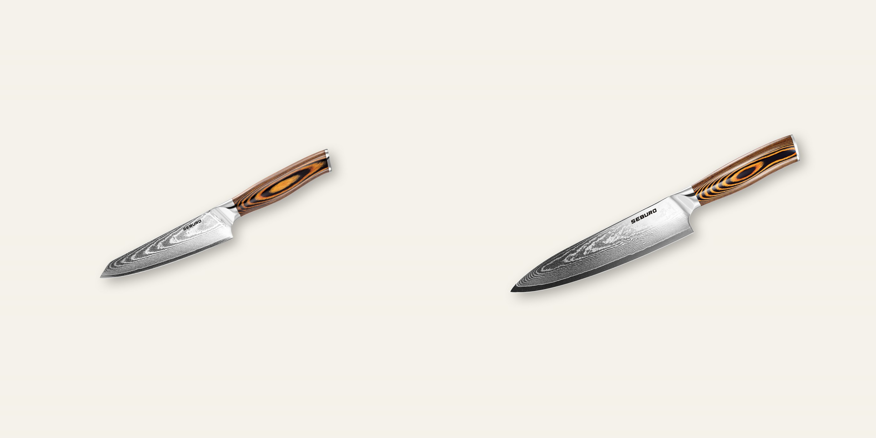 AKCE 1+1 Honesuki (vykosťovací, univerzální) nůž Seburo SUBAJA Damascus 130mm + Šéfkuchařský nůž Seburo SUBAJA Damascus 200mm
