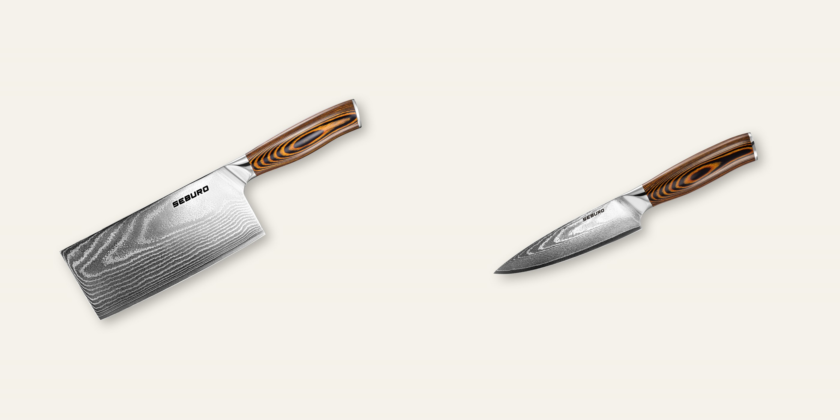 AKCE 1+1 Sekáček Seburo SUBAJA Damascus 180mm + Šéfkuchařský nůž Seburo SUBAJA Damascus 150mm