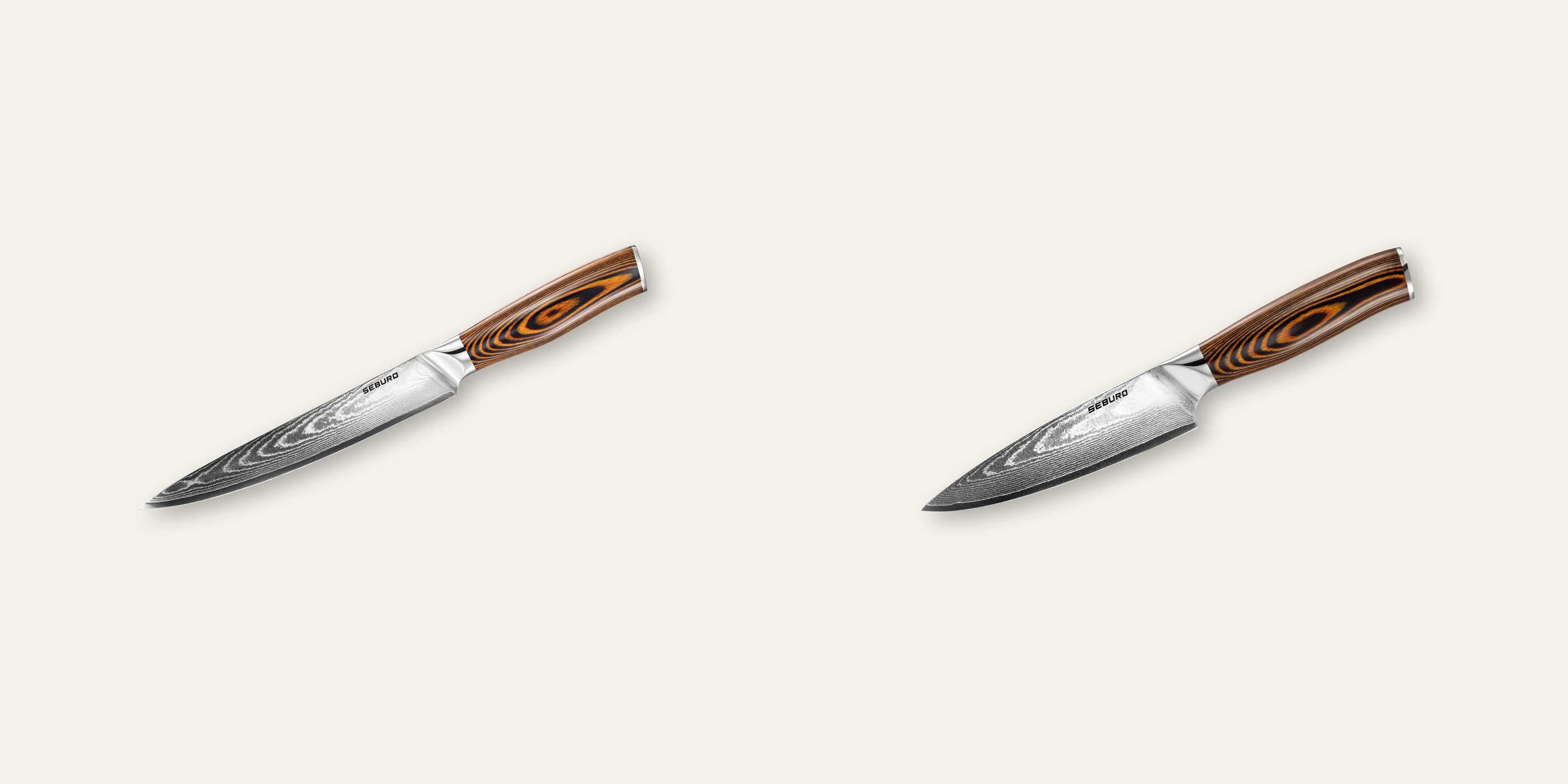 AKCE 1+1 Plátkovací nůž Seburo SUBAJA Damascus 195mm + Šéfkuchařský nůž Seburo SUBAJA Damascus 150mm