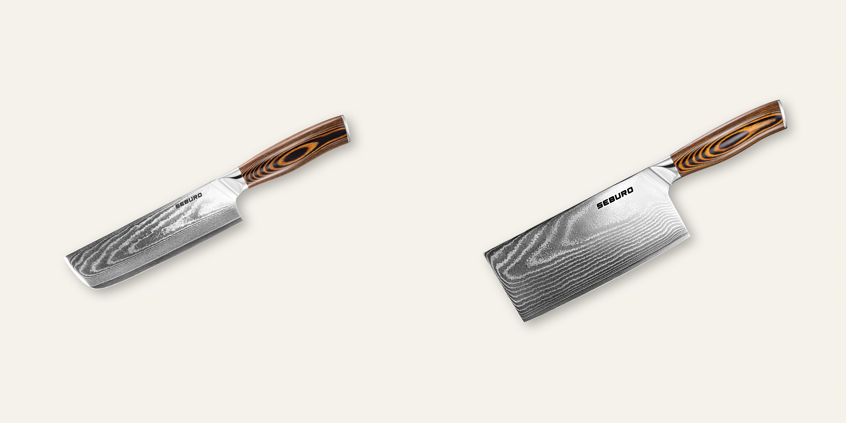 AKCE 1+1 Nakiri nůž Seburo SUBAJA Damascus 175mm + Sekáček Seburo SUBAJA Damascus 180mm