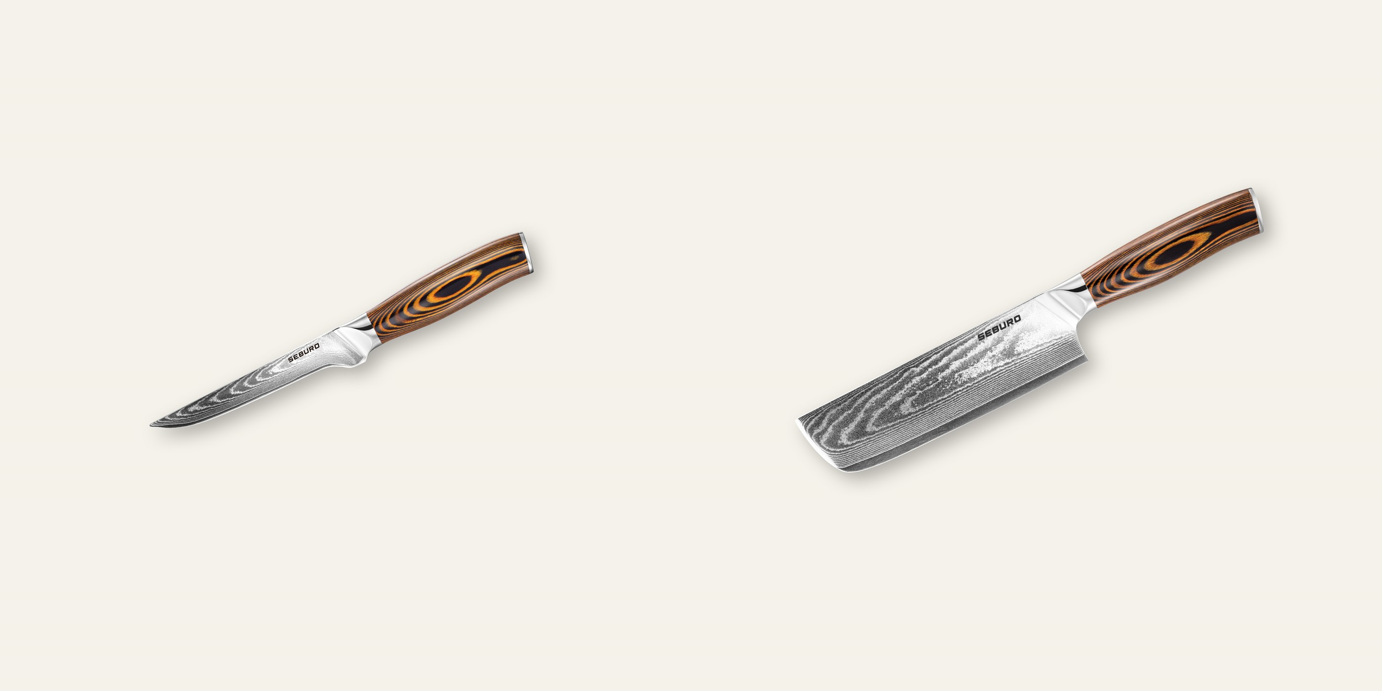 AKCE 1+1 Vykosťovací nůž Seburo SUBAJA Damascus 150mm + Nakiri nůž Seburo SUBAJA Damascus 175mm