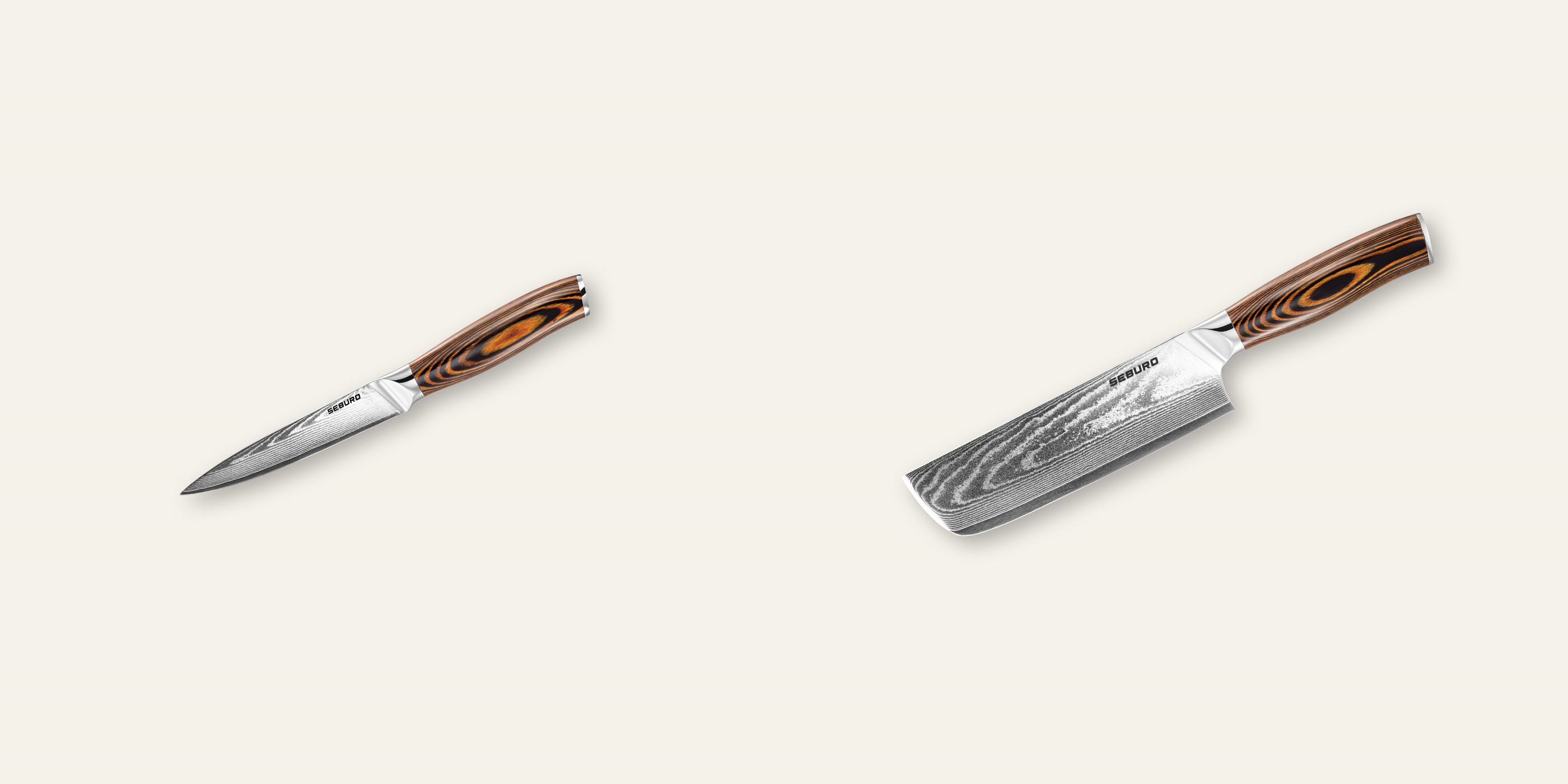 AKCE 1+1 Kuchyňský univerzální nůž Seburo SUBAJA Damascus 130mm + Nakiri nůž Seburo SUBAJA Damascus 175mm
