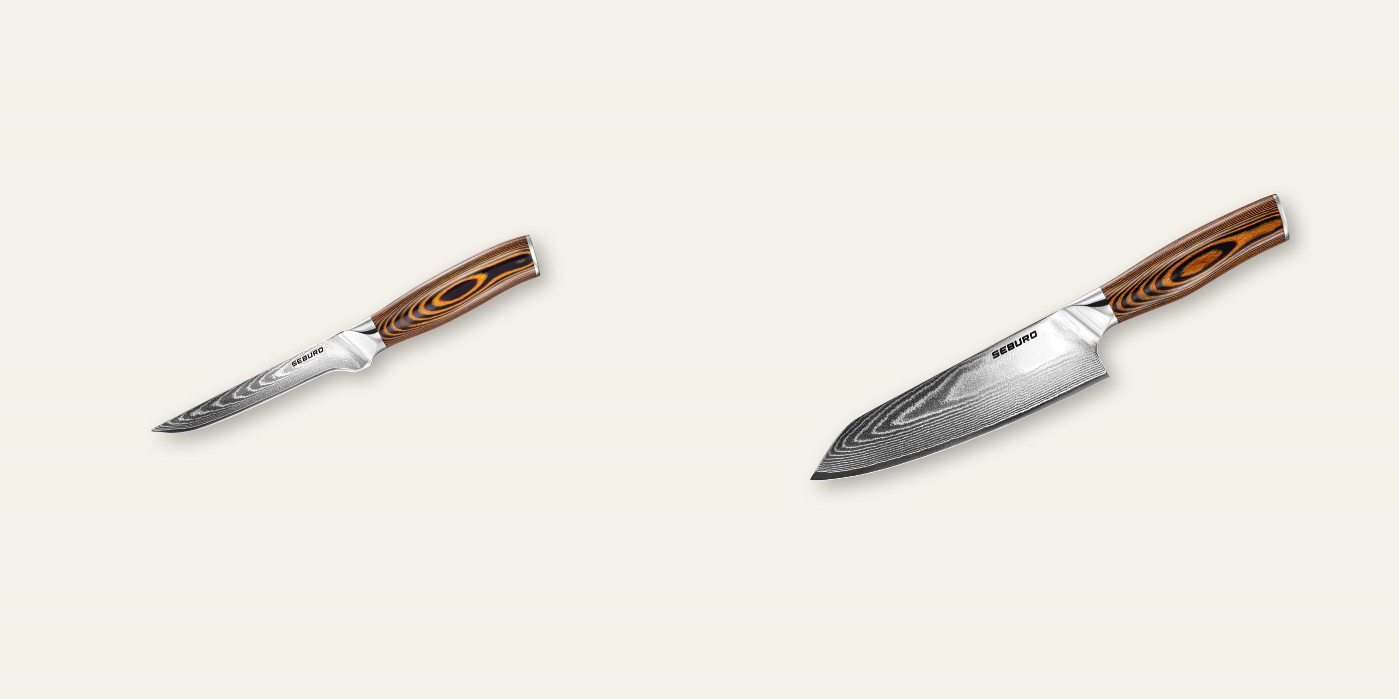 AKCE 1+1 Vykosťovací nůž Seburo SUBAJA Damascus 150mm + Kiritsuke (mistr-šéf, santoku) nůž Seburo SUBAJA Damascus 180mm