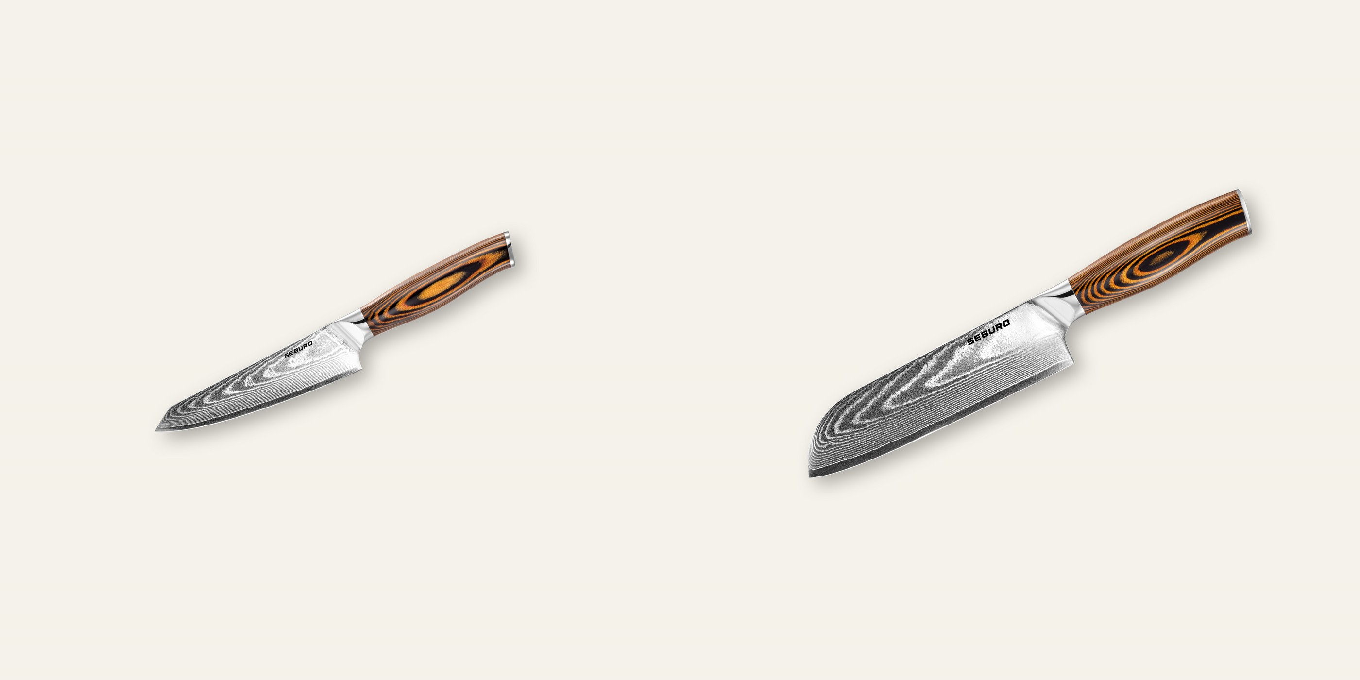 AKCE 1+1 Honesuki (vykosťovací, univerzální) nůž Seburo SUBAJA Damascus 130mm + Santoku nůž Seburo SUBAJA Damascus 175mm