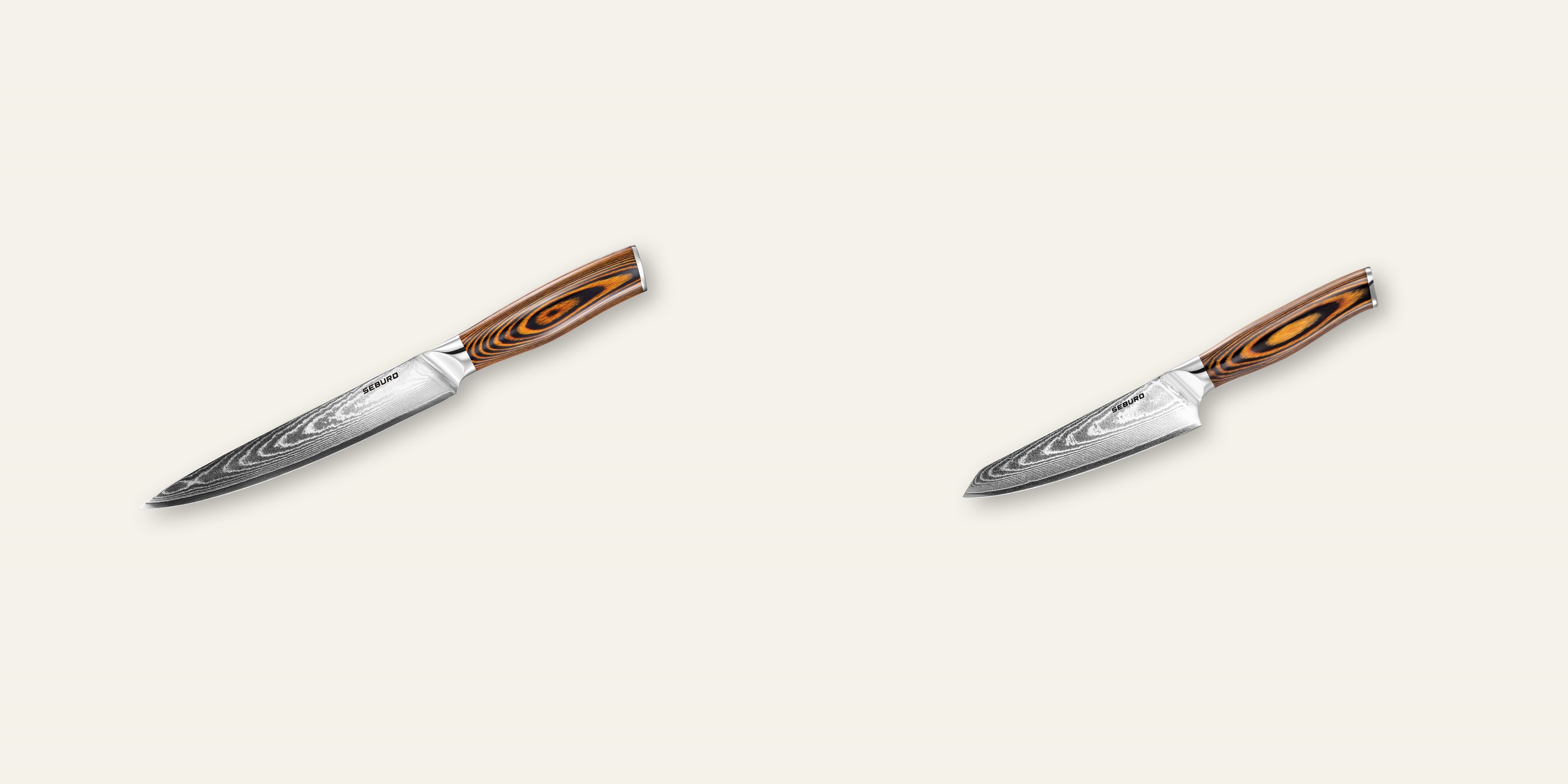 AKCE 1+1 Plátkovací nůž Seburo SUBAJA Damascus 195mm + Honesuki (vykosťovací, univerzální) nůž Seburo SUBAJA Damascus 130mm