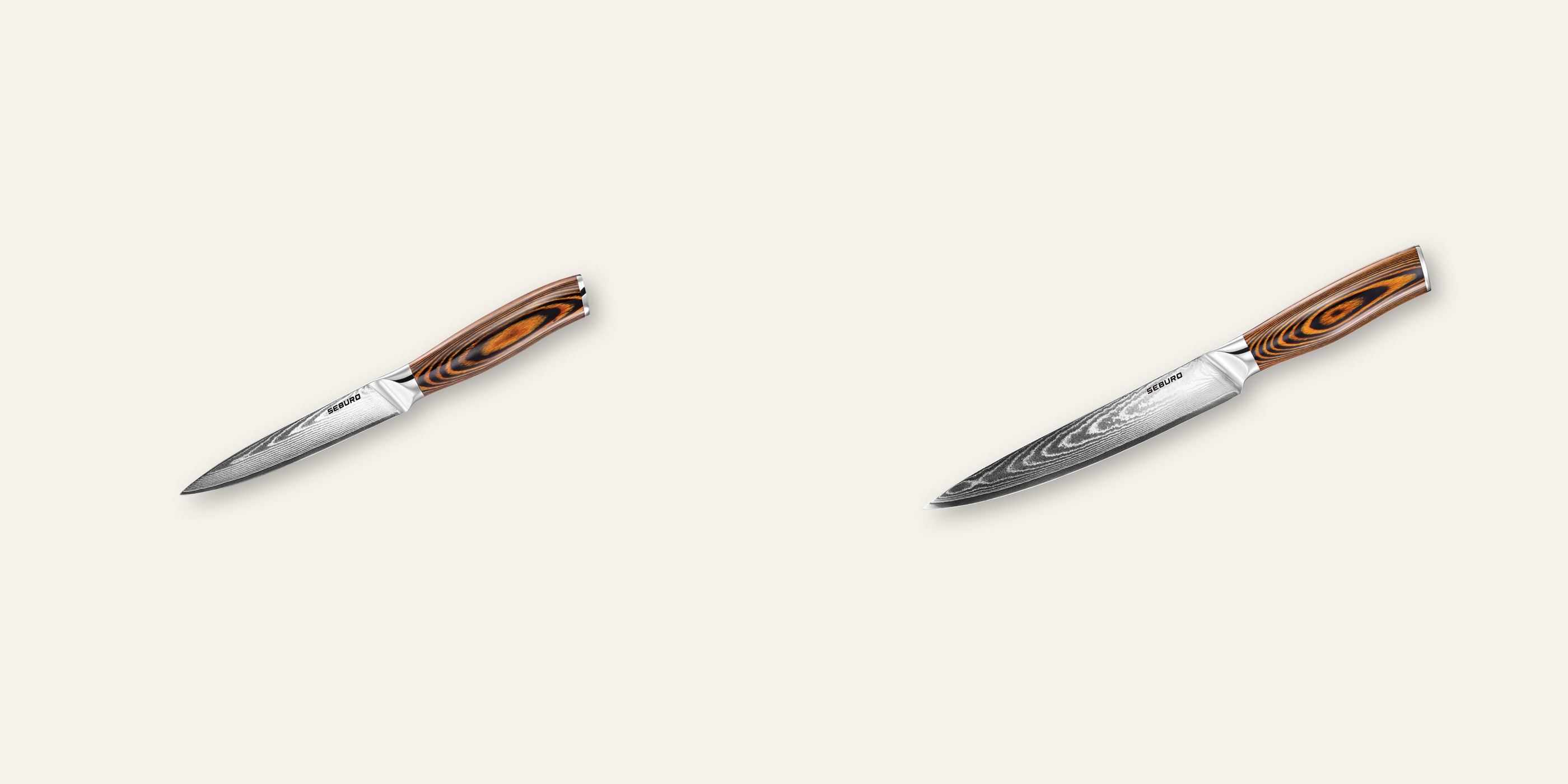 AKCE 1+1 Kuchyňský univerzální nůž Seburo SUBAJA Damascus 130mm + Plátkovací nůž Seburo SUBAJA Damascus 195mm