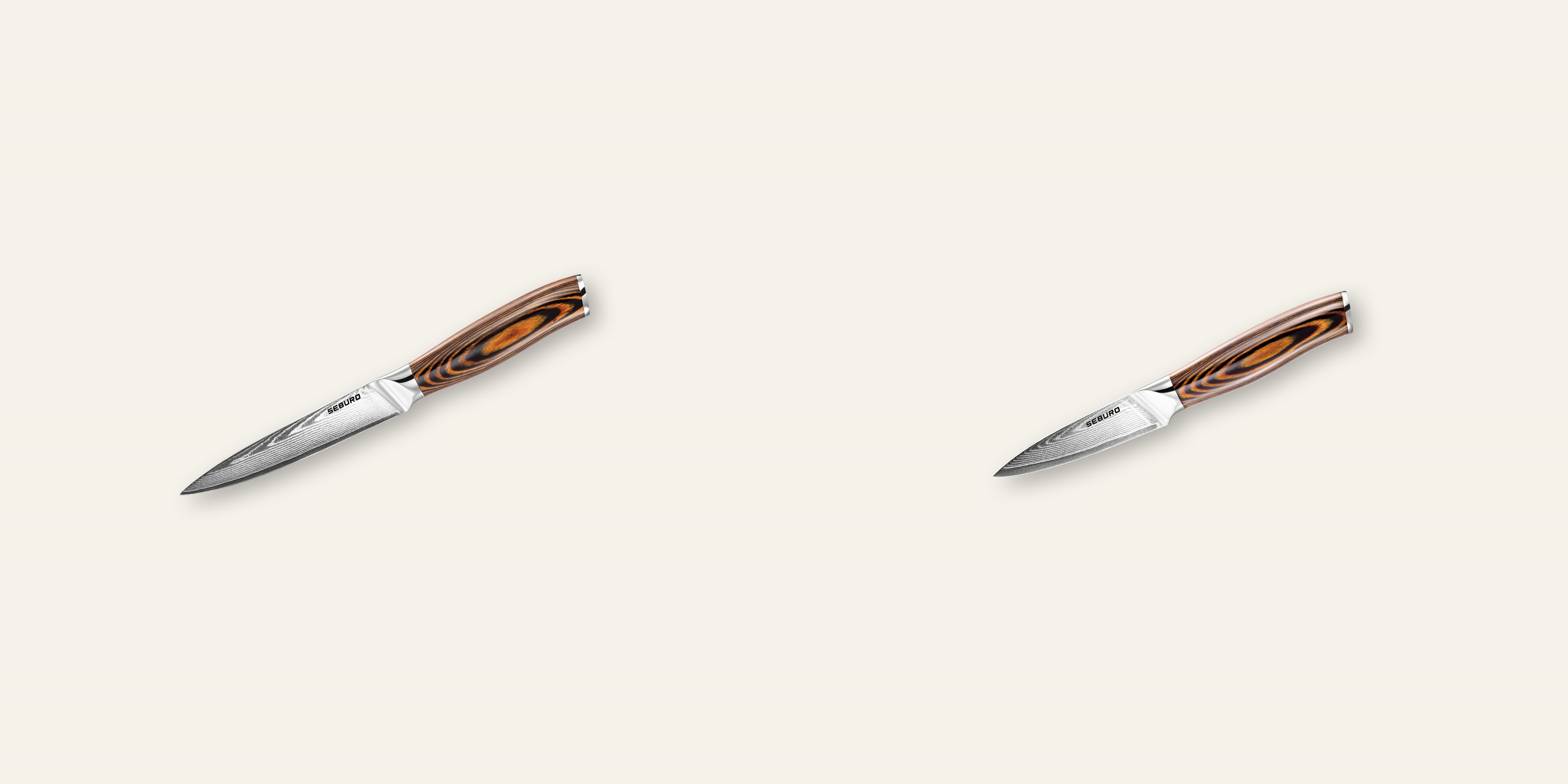 AKCE 1+1 Kuchyňský univerzální nůž Seburo SUBAJA Damascus 130mm + Nůž na ovoce a zeleninu Seburo SUBAJA Damascus 95mm