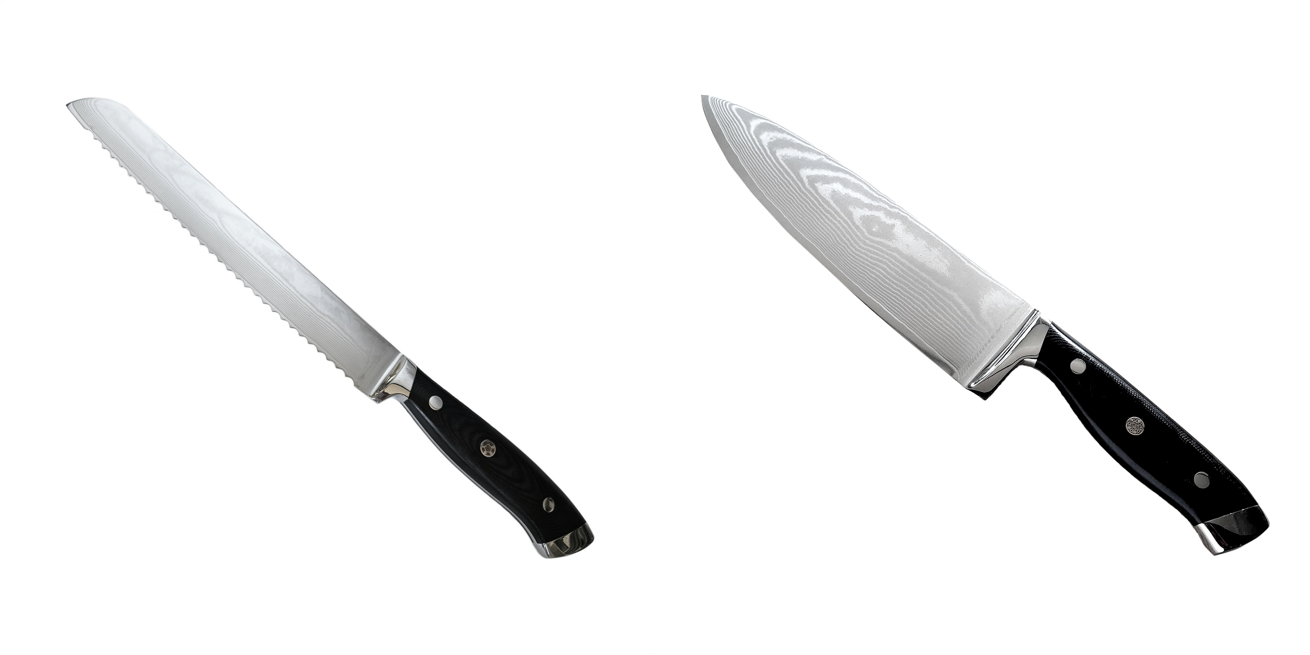 AKCE 1+1 Nůž na pečivo Seburo WEST Professional Damascus 200mm + Šéfkuchařský nůž Seburo WEST Professional Damascus 220mm