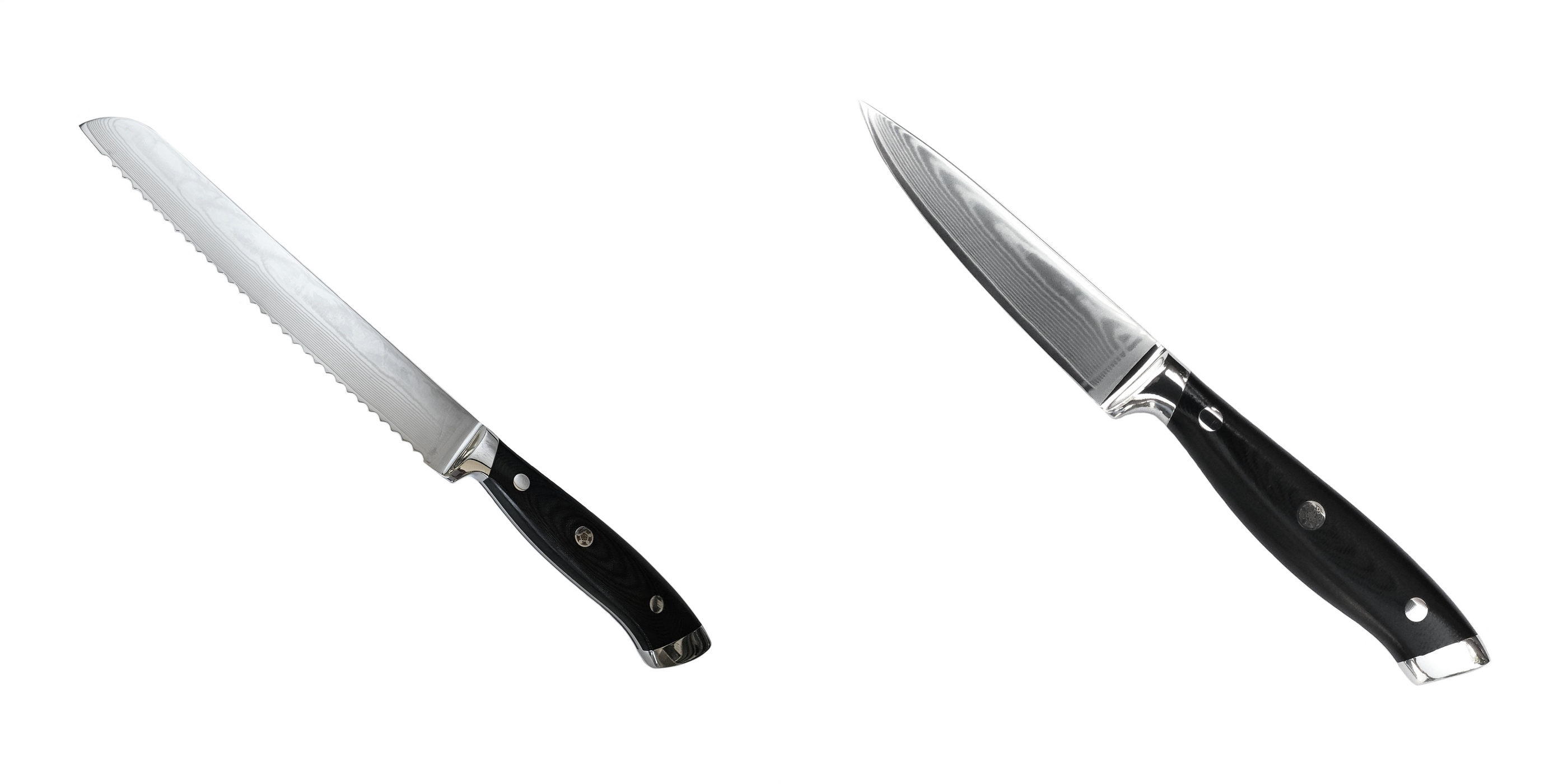 AKCE 1+1 Nůž na pečivo Seburo WEST Professional Damascus 200mm + Nůž na ovoce a zeleninu Seburo WEST Professional Damascus 90mm