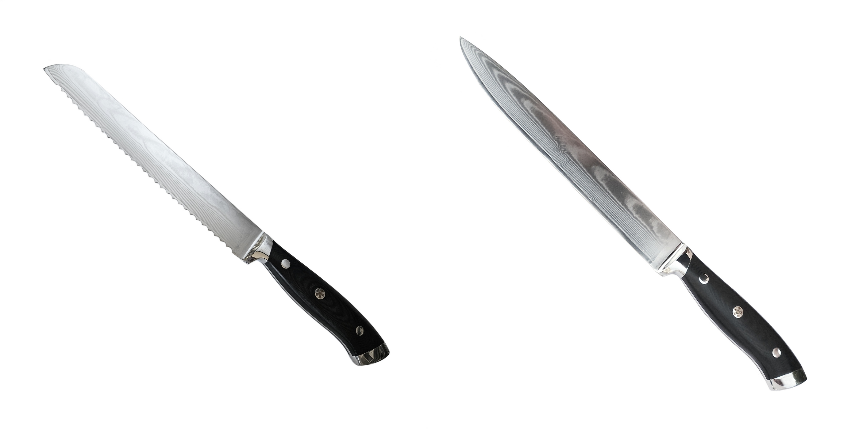 AKCE 1+1 Nůž na pečivo Seburo WEST Professional Damascus 200mm + Filetovací nůž Seburo WEST Professional Damascus 210mm