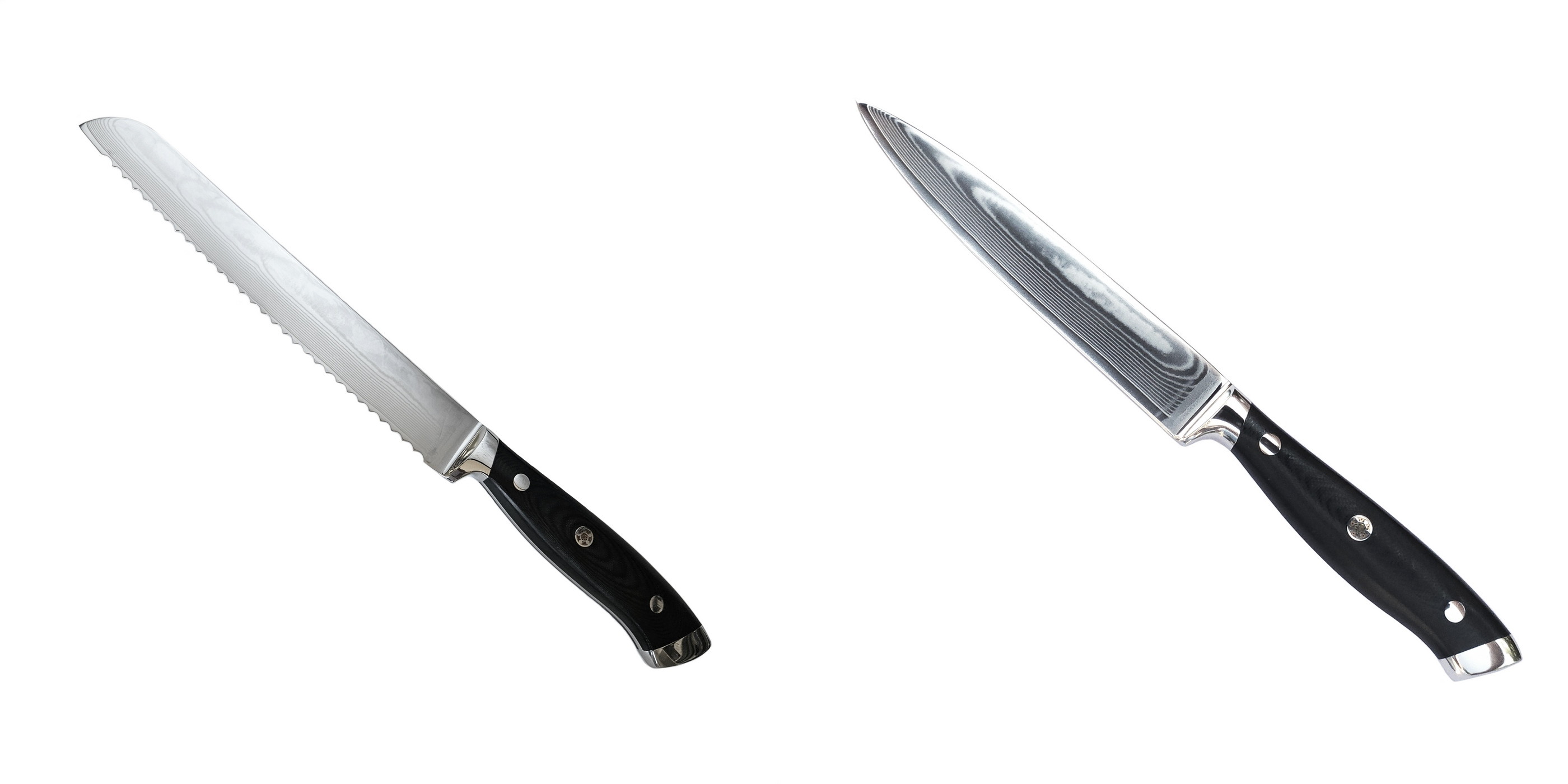 AKCE 1+1 Nůž na pečivo Seburo WEST Professional Damascus 200mm + Kuchyňský univerzální nůž Seburo WEST Professional Damascus 130mm